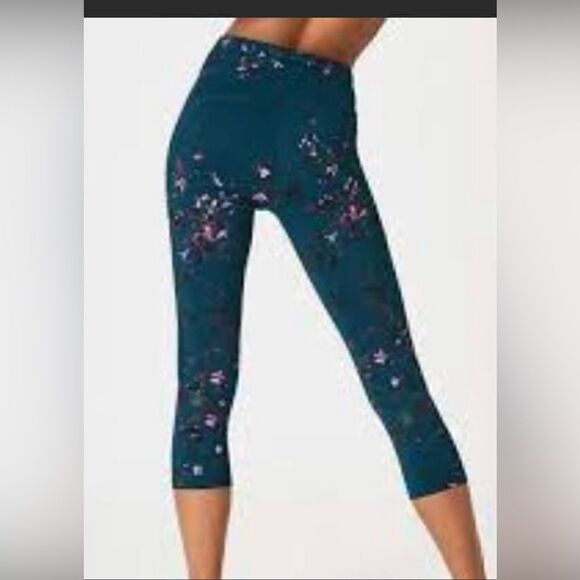 Sweaty Betty Women's Activewear Zero Gravity 7/8 Leggings Midnight Teal Daisy XS - Picture 2 of 9